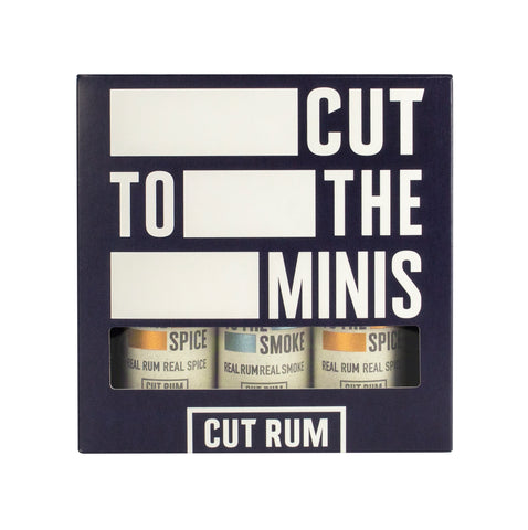 CUT RUM Miniature Trio Gift Set | 2 x 50ml Spiced Rum & 1 x 50ml Smoked Rum | Rum Gift Set